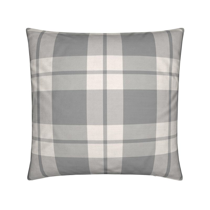 Cozy Plaid Feather Cushion | Dusky Blue
