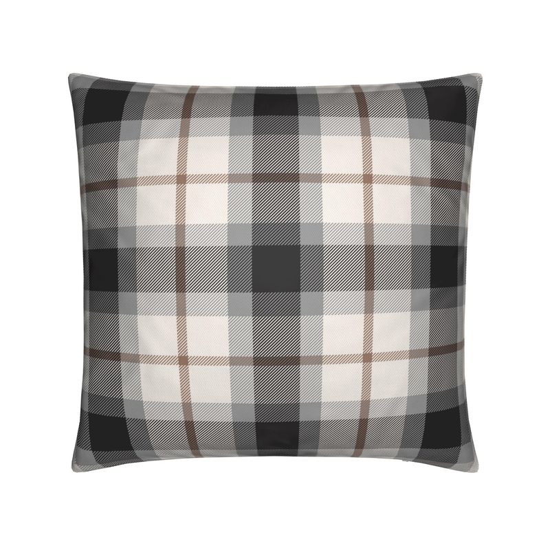 Mocha Plaid Cushion | Dusky Blue & Mocha