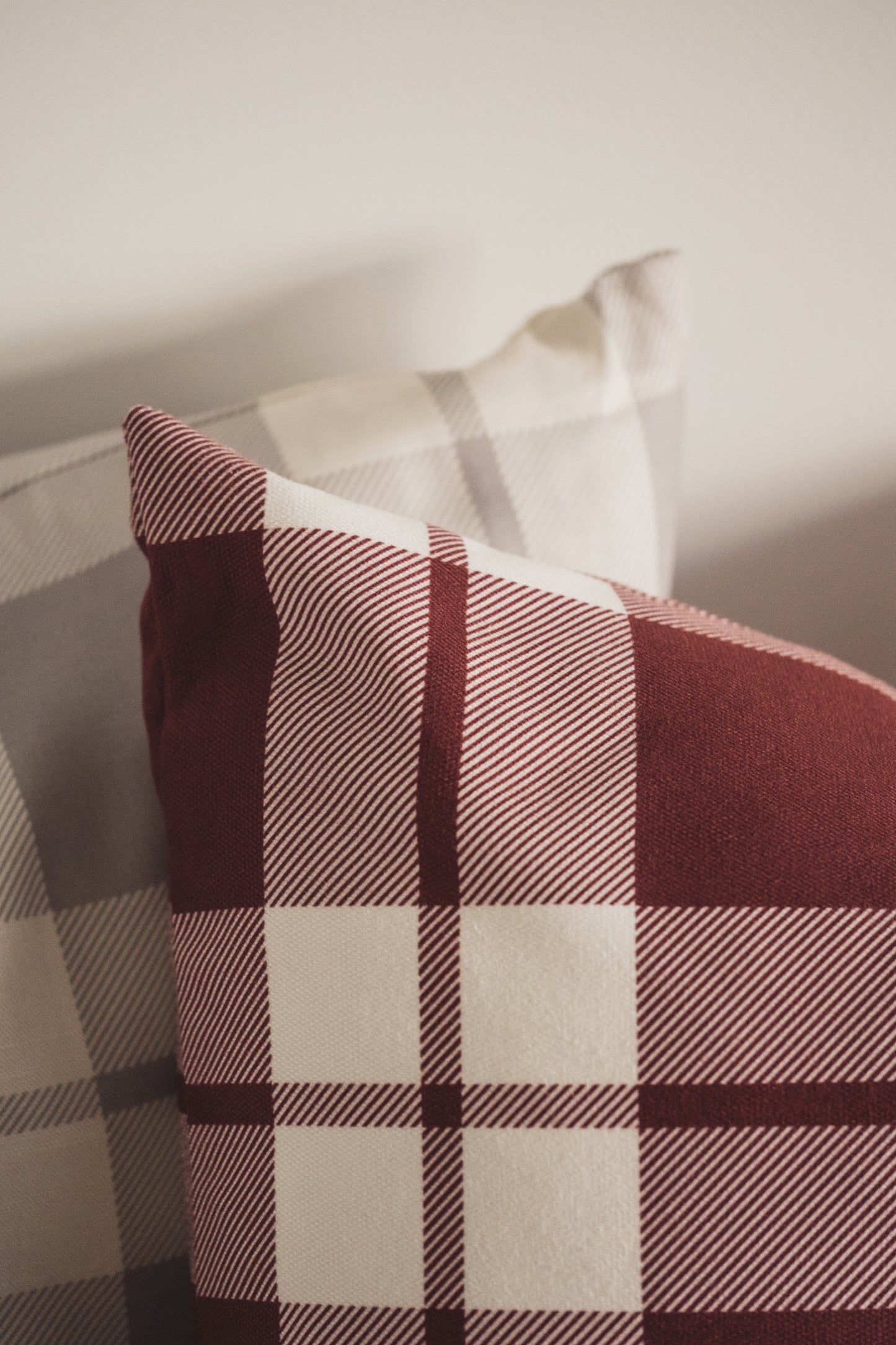 Cozy Plaid Cushion | Burgundy