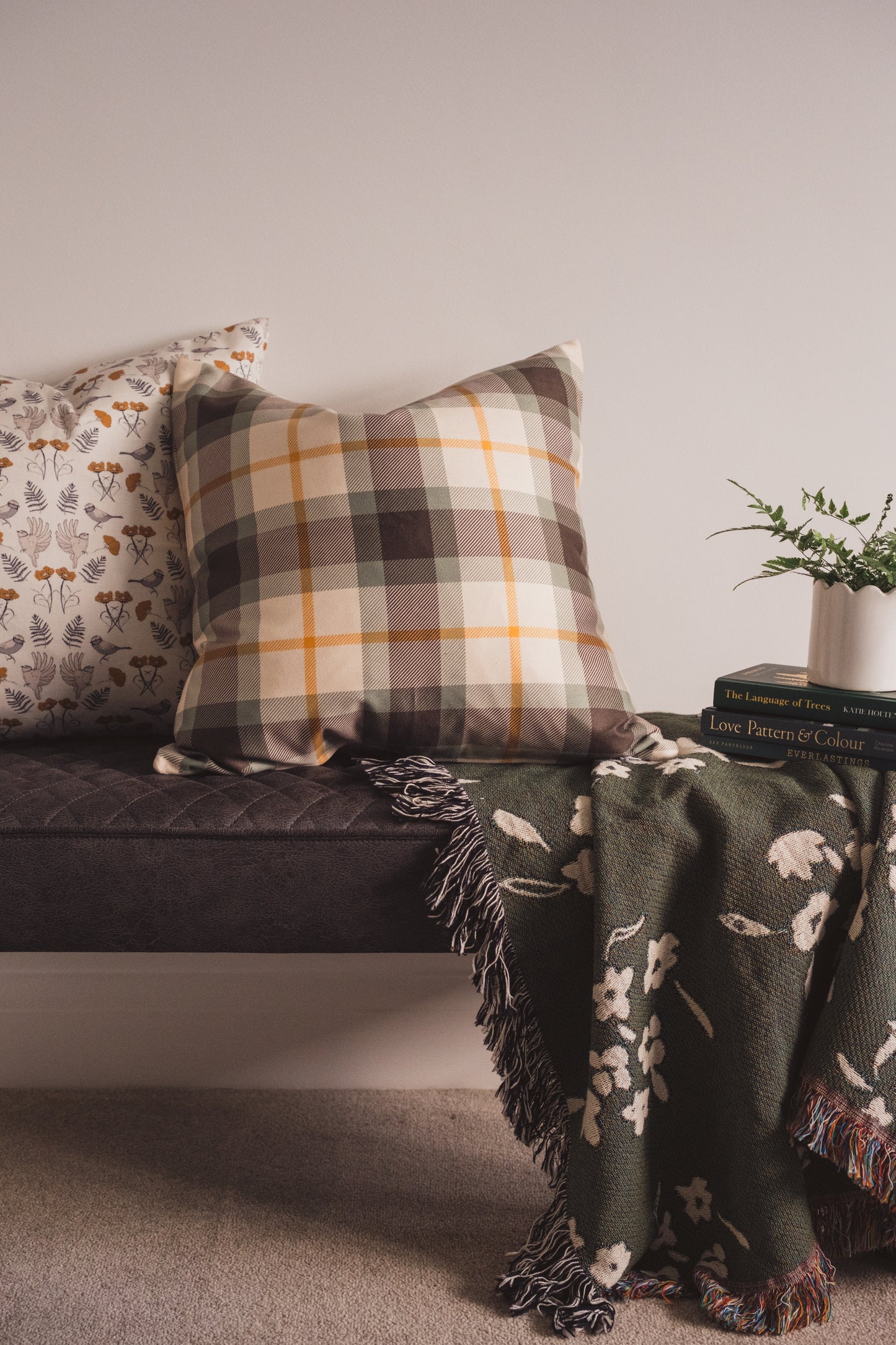 Moss Plaid Cushion | Green & Ochre
