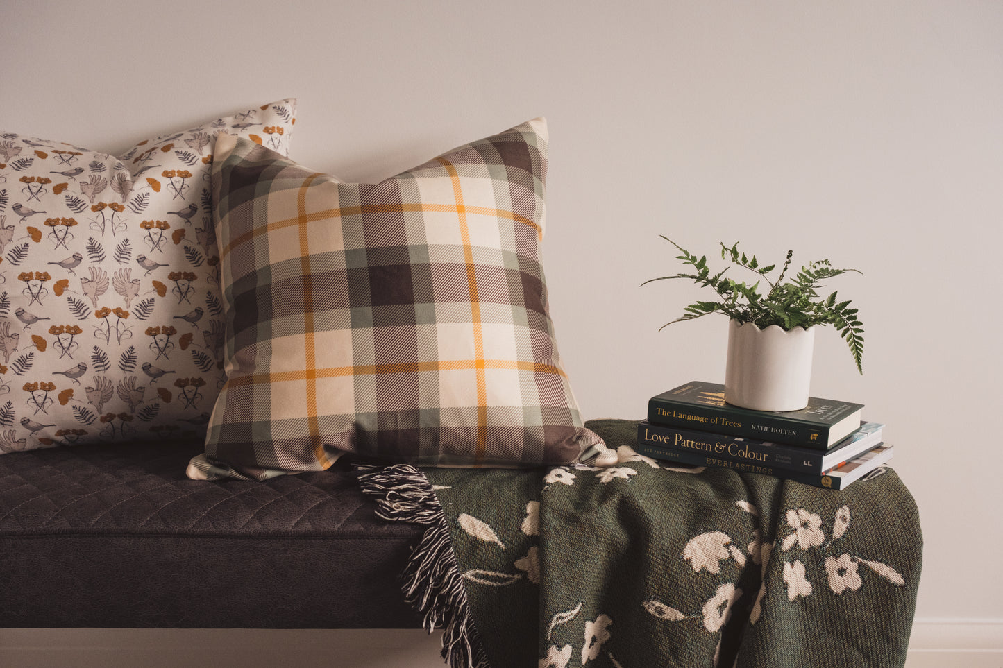 Moss Plaid Cushion | Green & Ochre