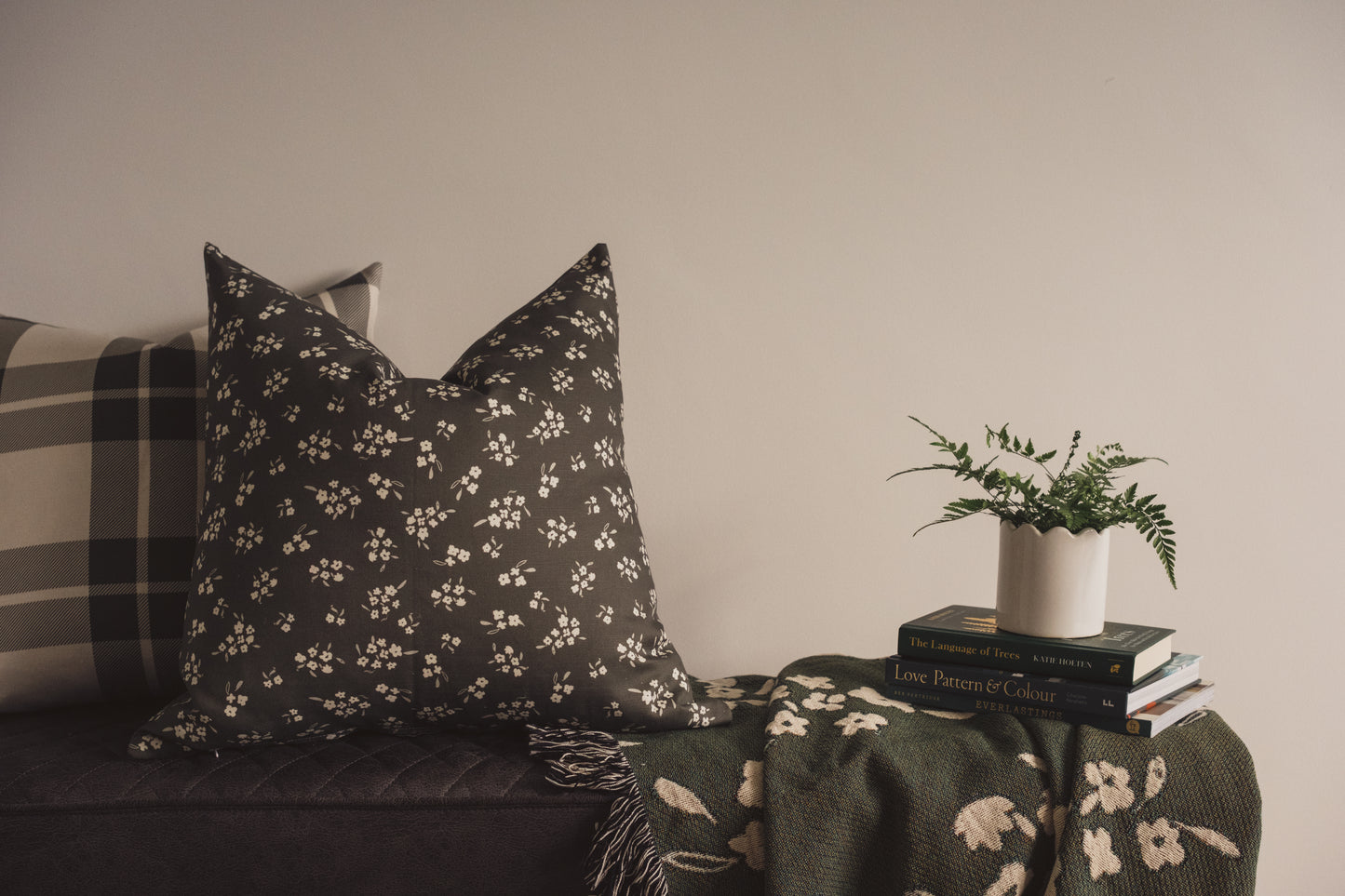 Wild Petal Cushion | Moss Green