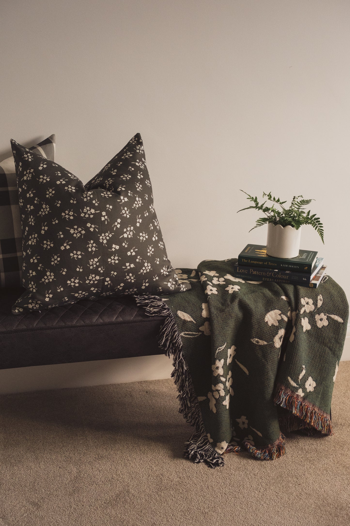 Wild Petal Cushion | Moss Green