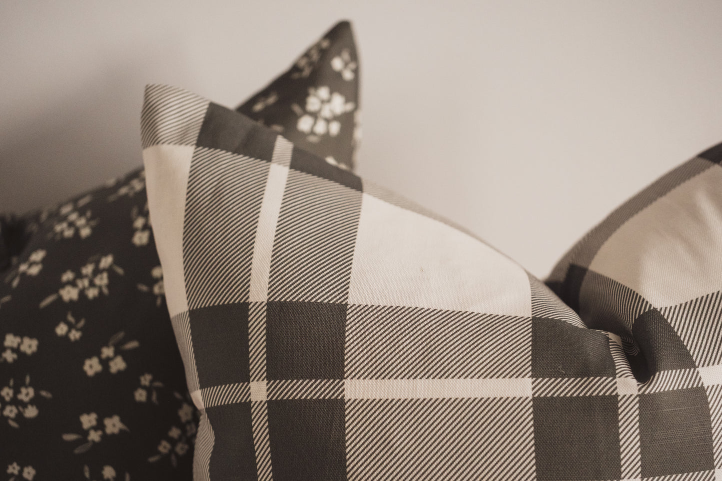 Cozy Plaid Feather Cushion | Moss Green