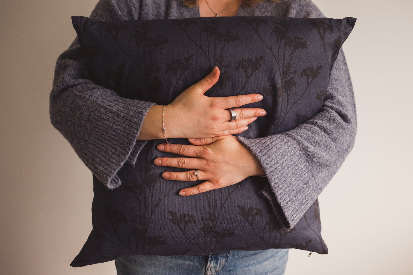 Gathered Stems Cushion | Midnight