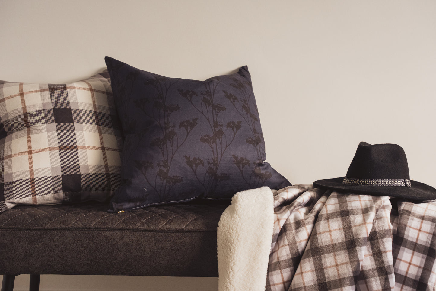 Gathered Stems Cushion | Midnight